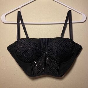 Fredrick’s of Hollywood Black Embellished Bralette 34C Halloween Costume
